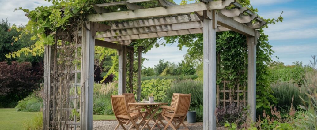 Pergola en bois ombragée